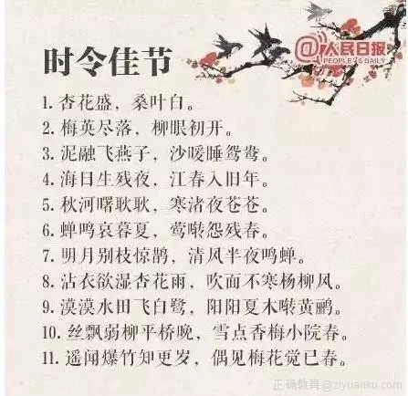 人民日报整理的100句对偶佳句 让学生作文得高分！
