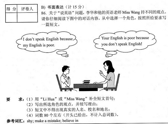 2016河北中考英语作文题目